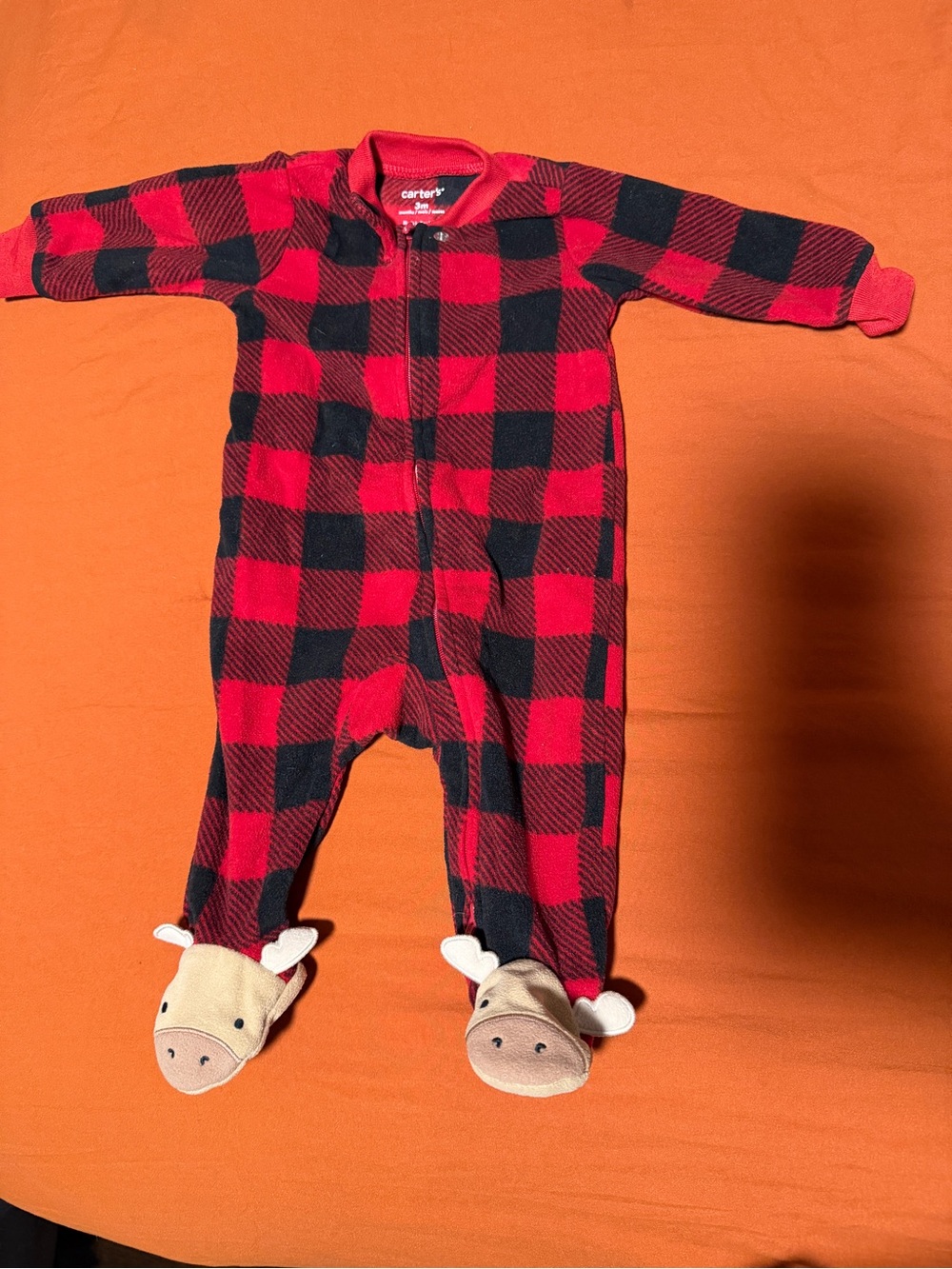 Carter's Red and Black Buffalo Plaid Footed One-Piece Pajamas